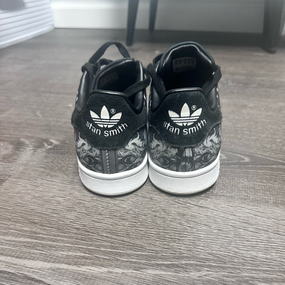 adidas Stan Smith Black and White lace tattoo Print Sneakers - Picture 3 of 9